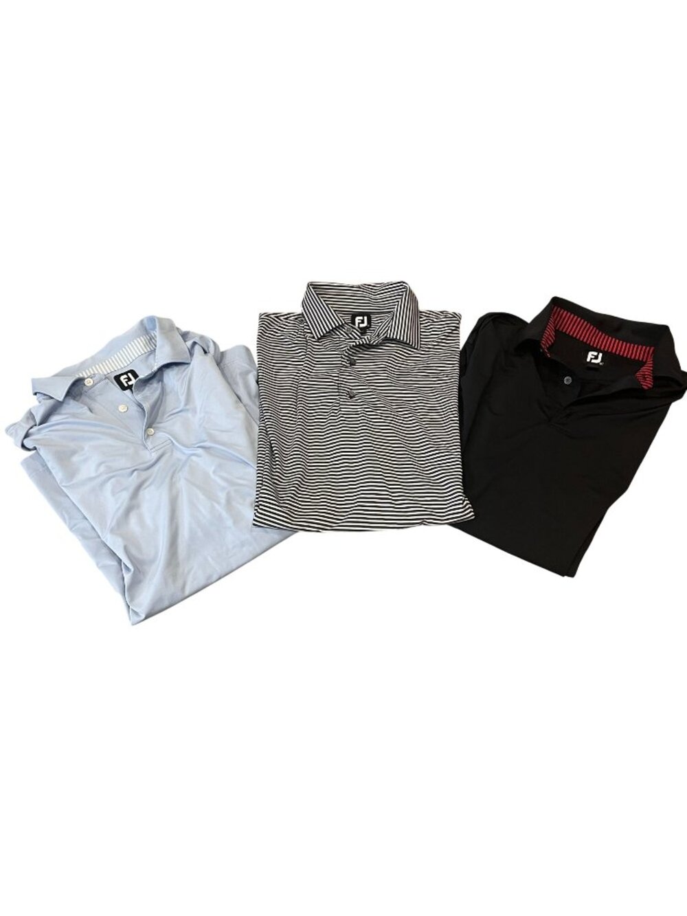 Foot Joy Size XL Short Sleeve Golf Shirts Lot of 3 Light Blue Black Black/White